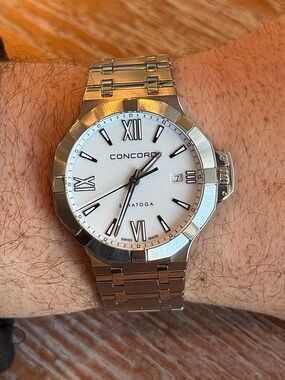Concord Saratoga Ref. 0320434 Steel / Frost White Dial, Full Set, EUC, Warranty